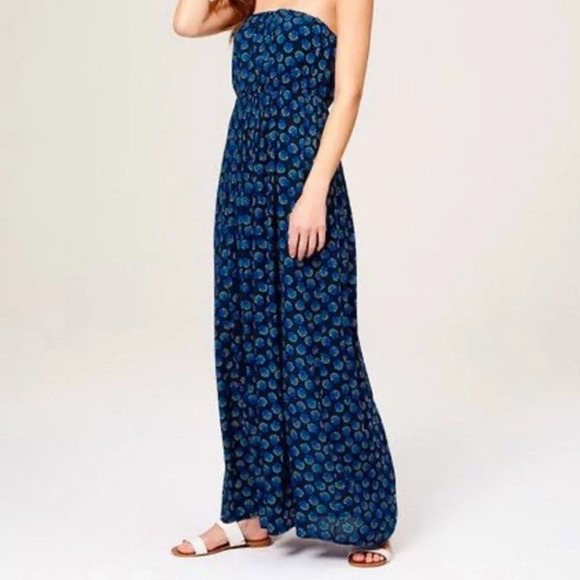 LOFT Dresses & Skirts - Loft Beach strapless blue oceanic maxi dress size medium